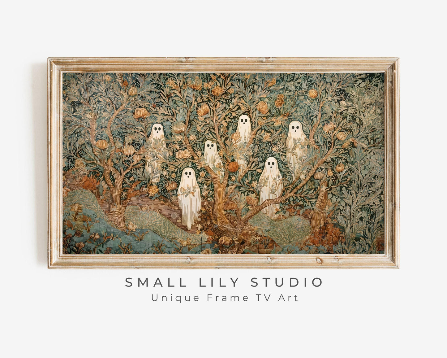 Halloween Ghosts in Fall Trees Frame TV Art