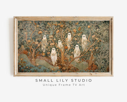 Halloween Ghosts in Fall Trees Frame TV Art