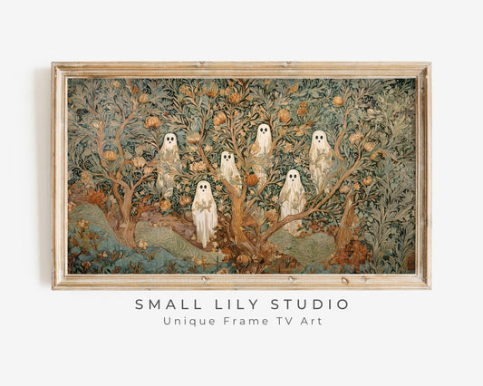 Halloween Ghosts in Fall Trees Frame TV Art