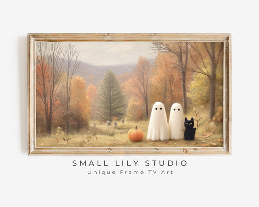 Ghosts in Cute Fall Landscape Frame TV Art