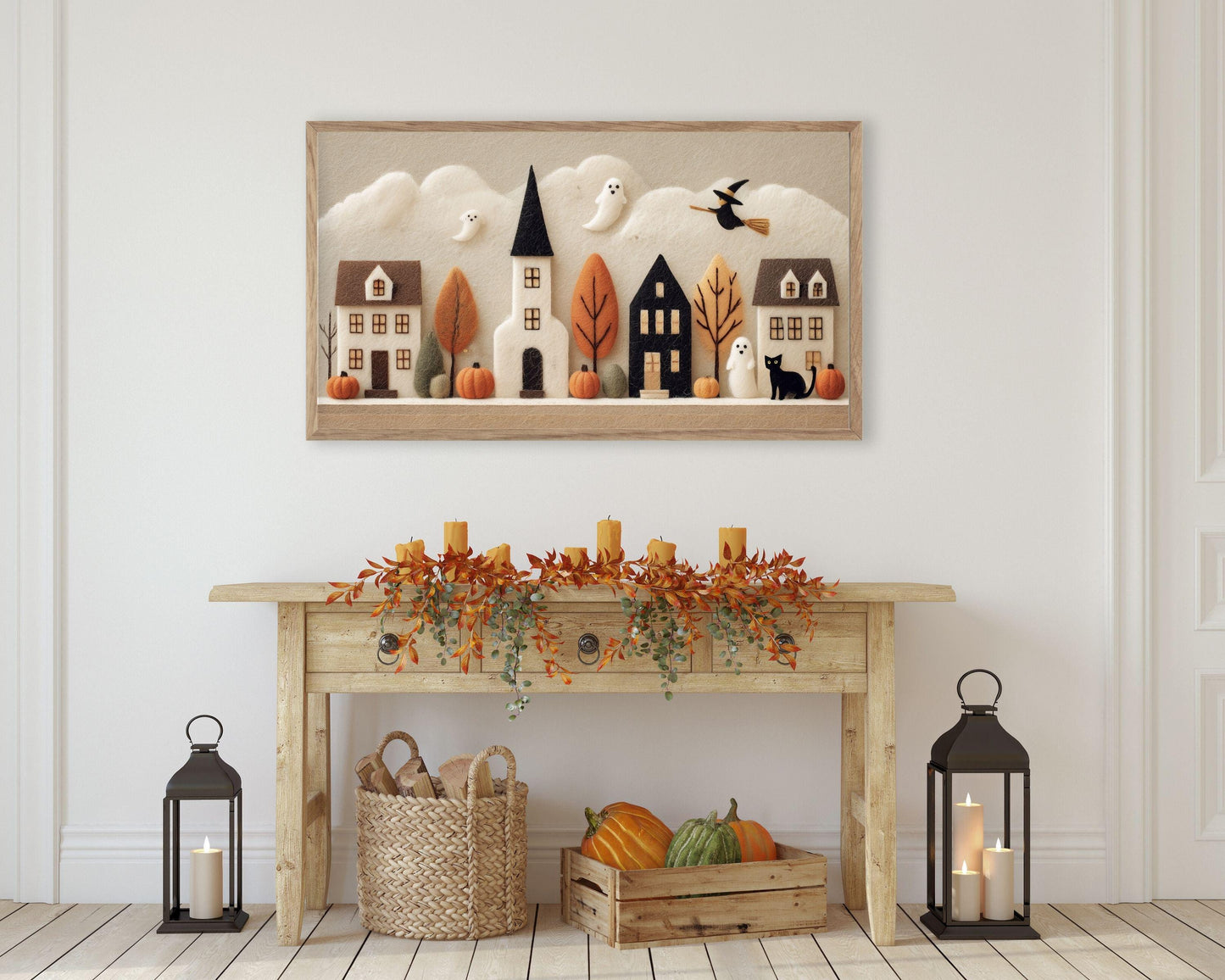 Cute Halloween Village Frame TV Art