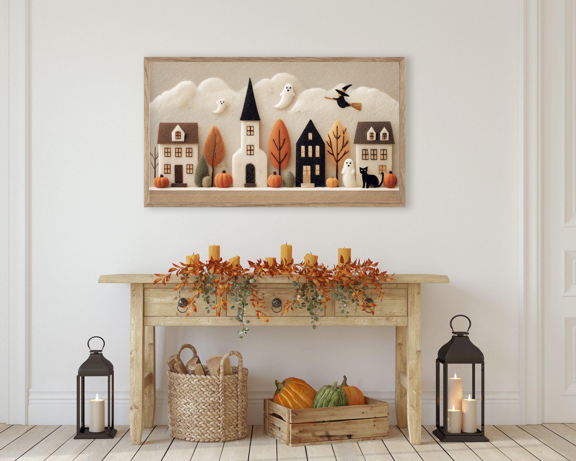 Cute Halloween Village Frame TV Art