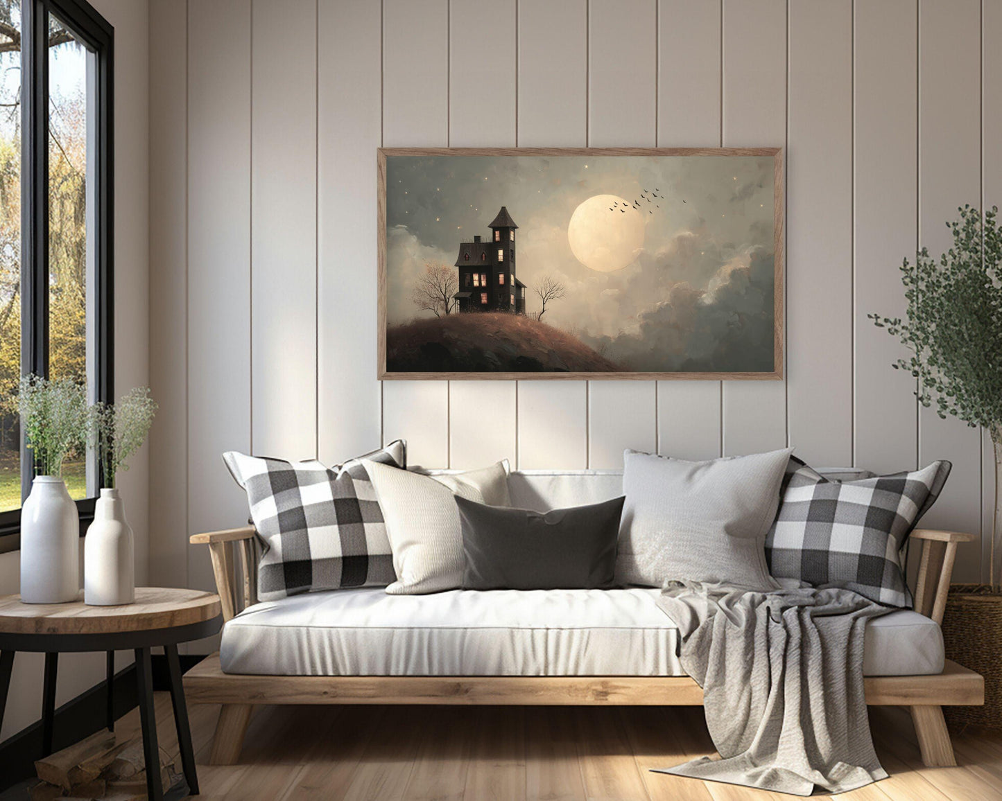 Haunted House and Moon Frame TV Art