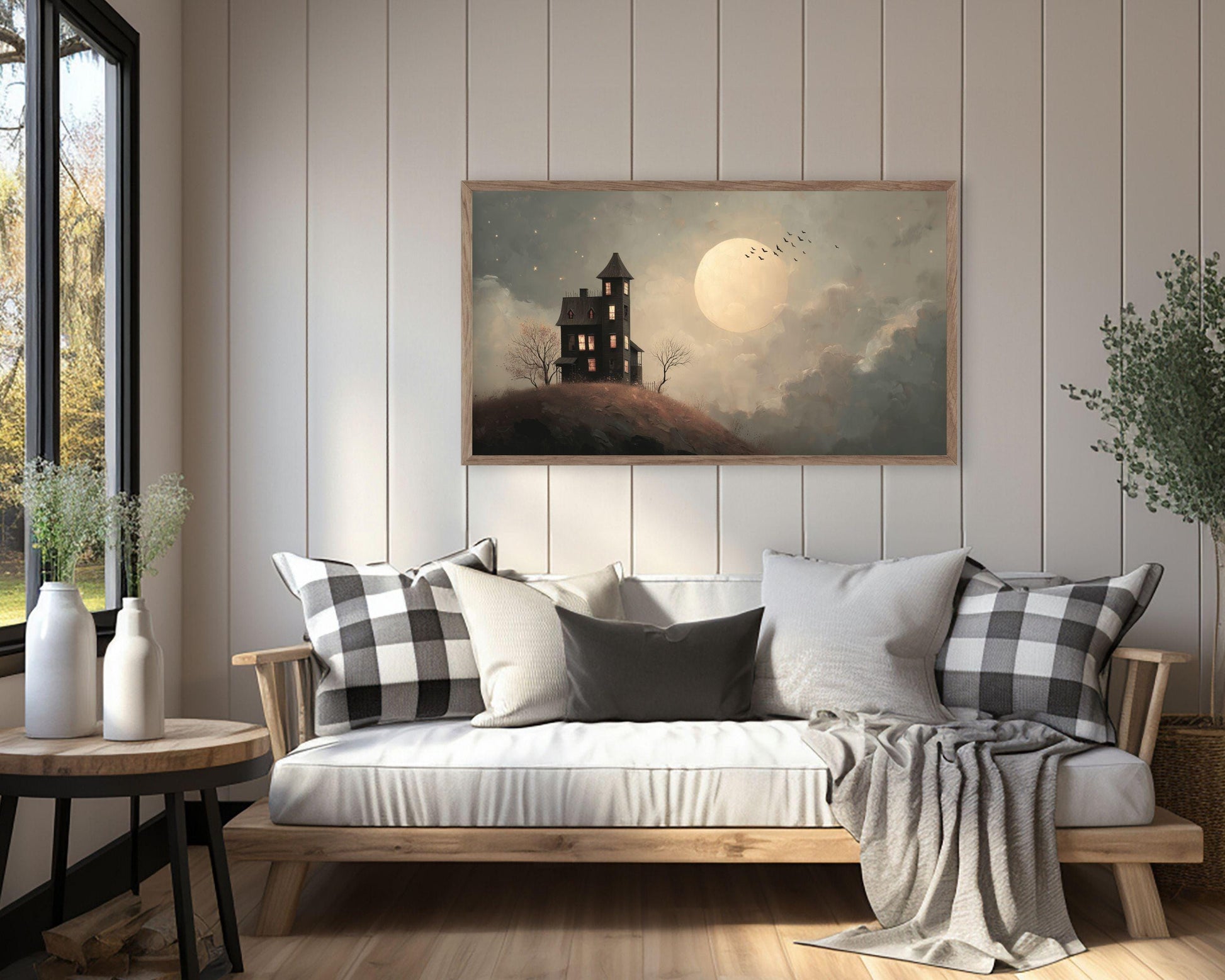Haunted House and Moon Frame TV Art