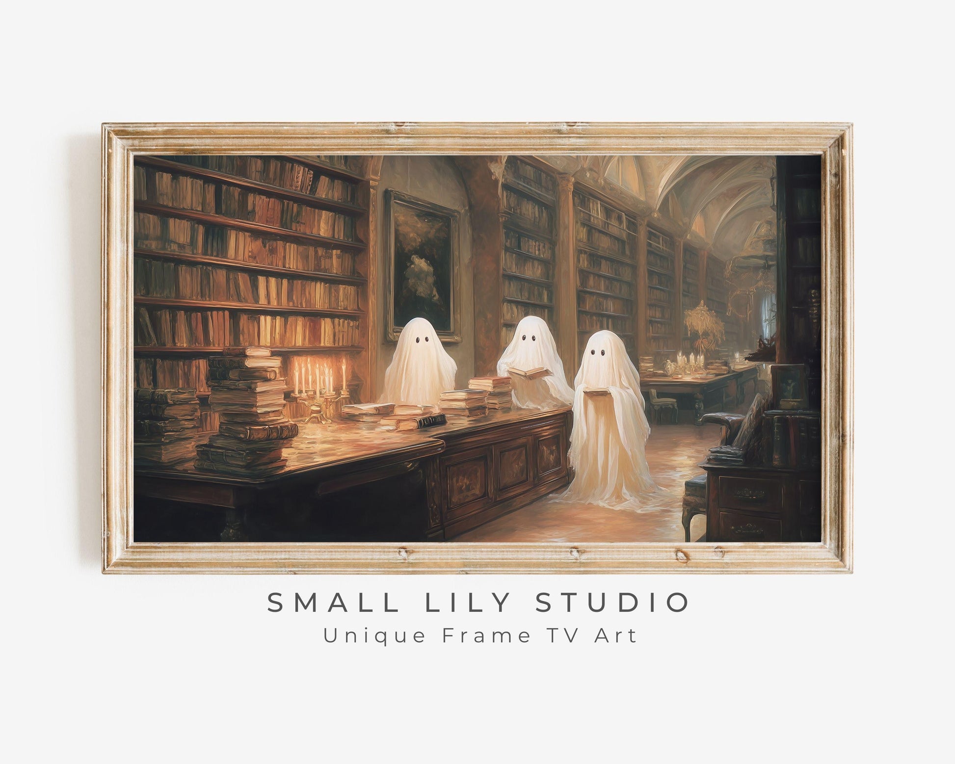 Ghosts Reading in Library Frame TV Art