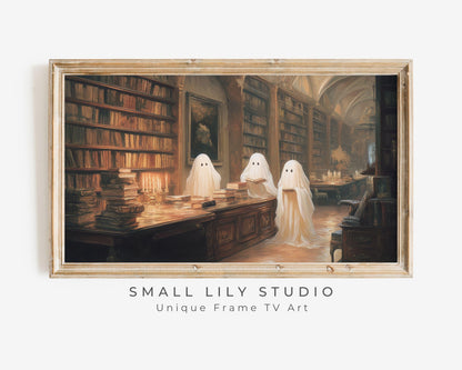 Ghosts Reading in Library Frame TV Art