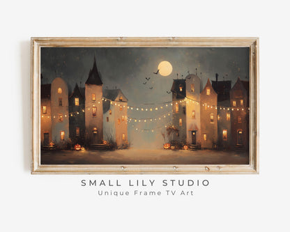 Spooky Halloween Village Frame TV Art