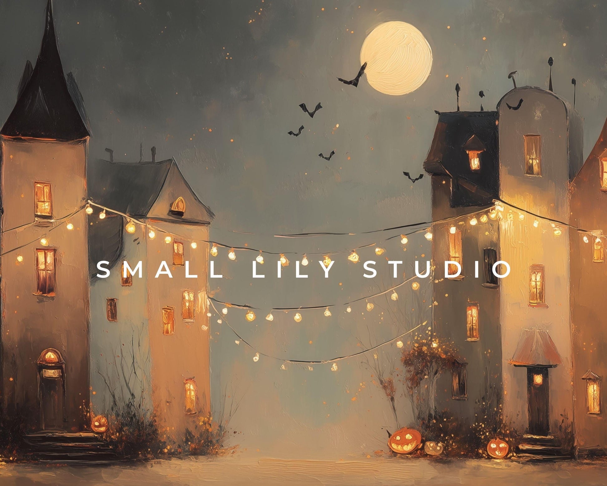 Spooky Halloween Village Frame TV Art