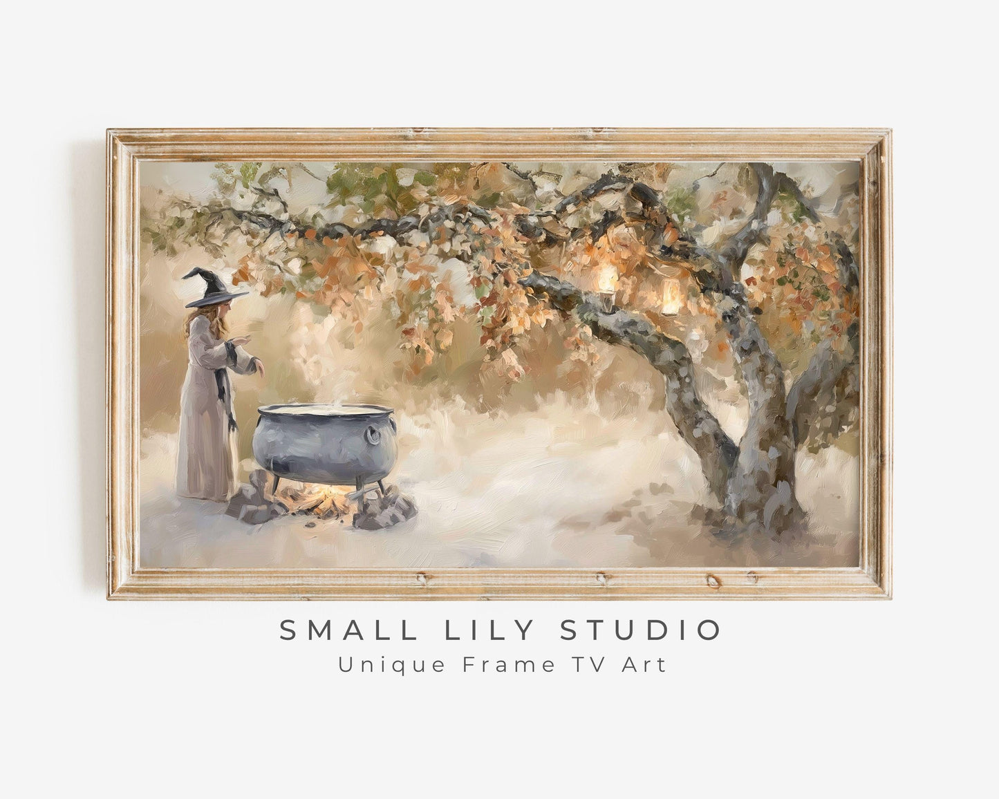Halloween Witch and Cauldron Frame TV Art