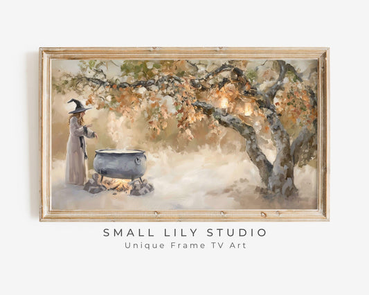 Halloween Witch and Cauldron Frame TV Art