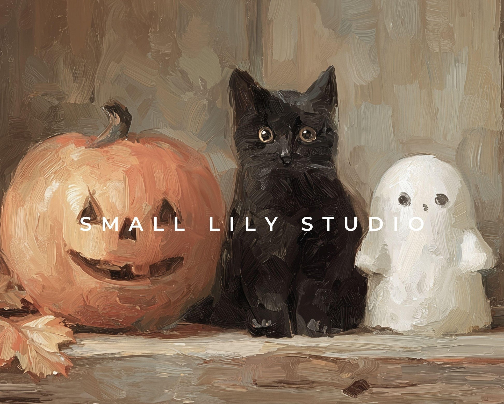 Halloween Ghost, Black Cat and Pumpkin Frame TV Art