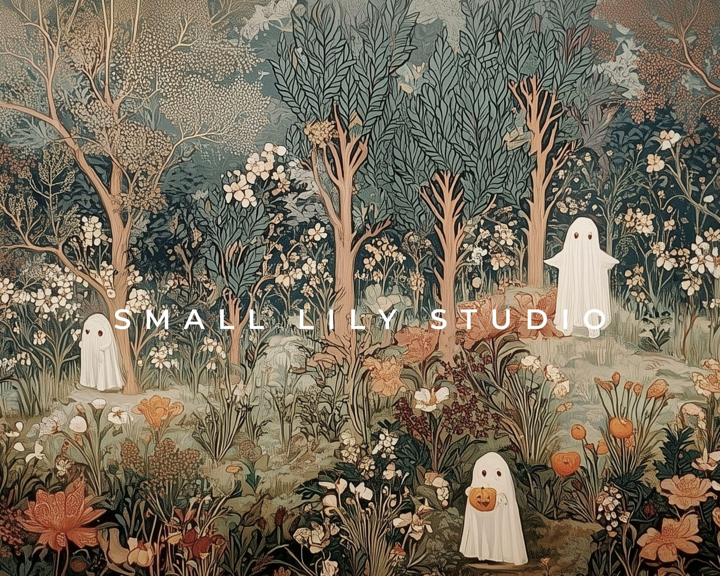 Halloween Ghosts in Fall Landscape Frame TV Art