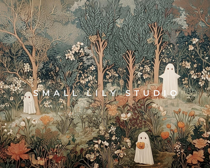 Halloween Ghosts in Fall Landscape Frame TV Art