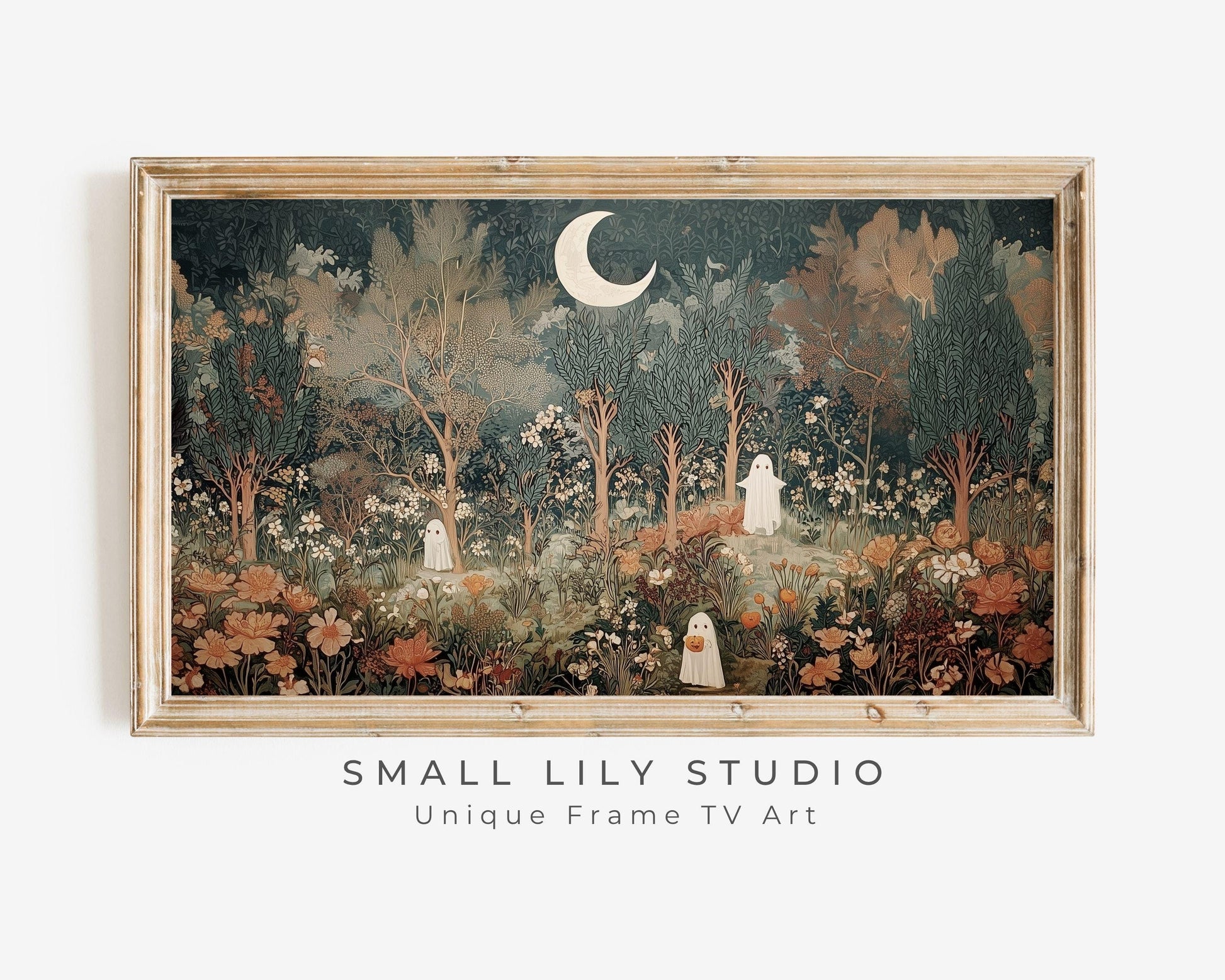 Halloween Ghosts in Fall Landscape Frame TV Art