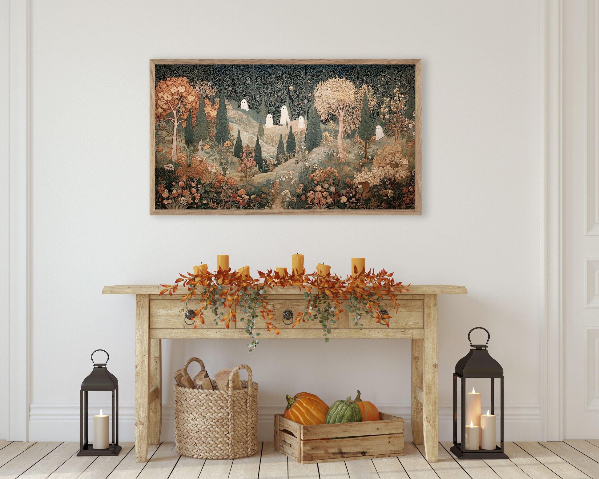 Halloween Ghosts in Fall Landscape Frame TV Art