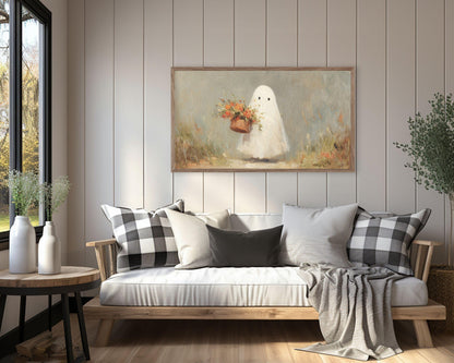 Ghost with Flowers Frame TV Art