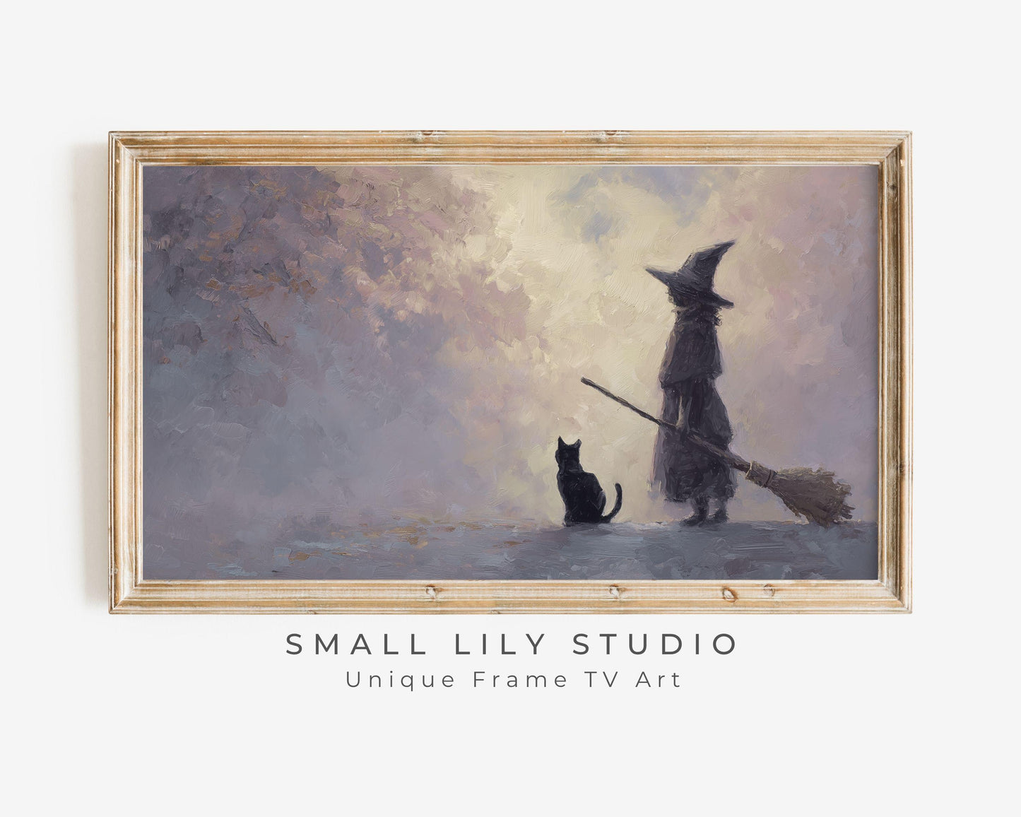 Halloween Witch and Cat Frame TV Art
