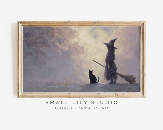 Halloween Witch and Cat Frame TV Art