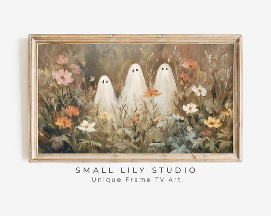 Halloween Ghosts in Wildflowers Frame TV Art