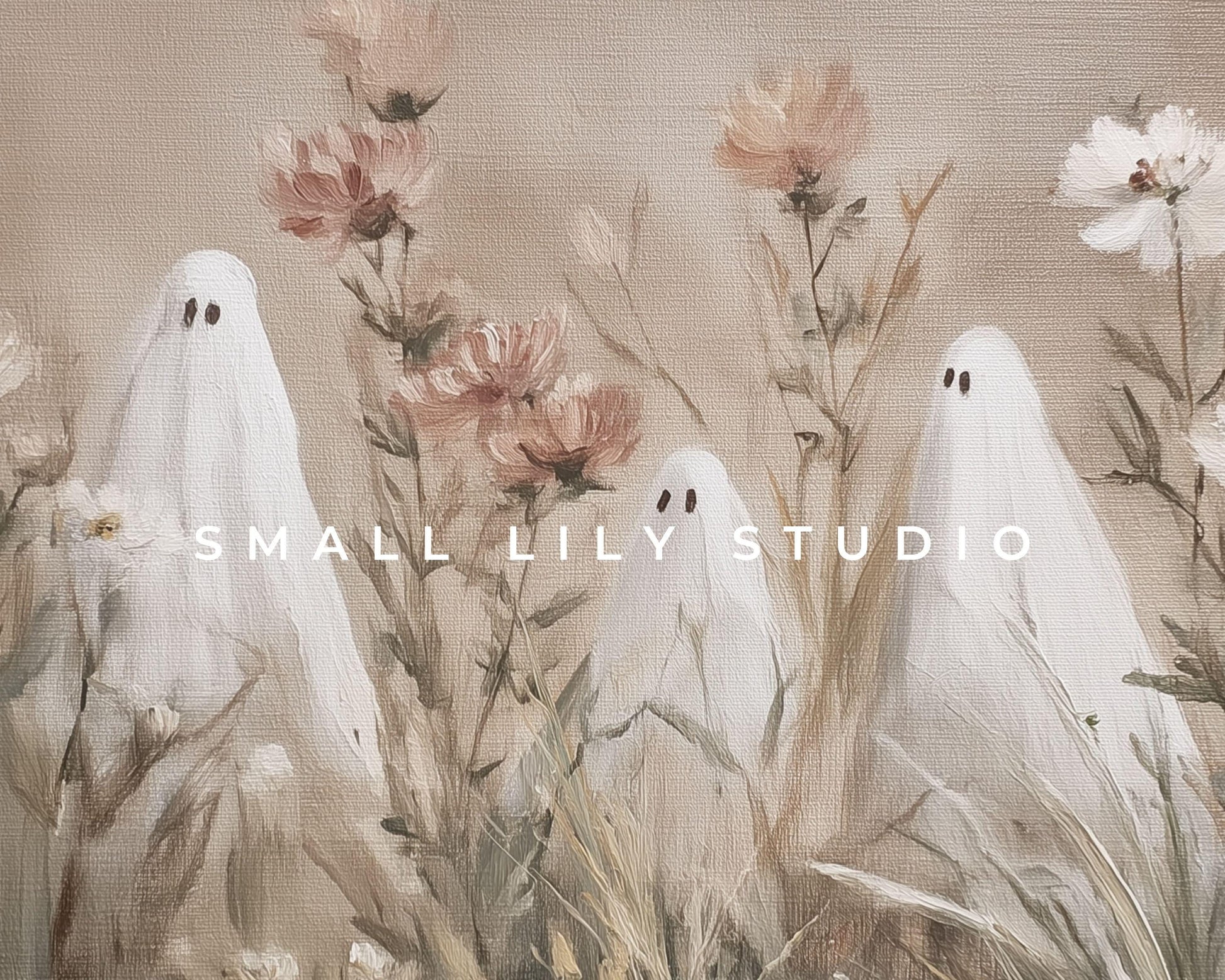 Halloween Ghosts in Wildflowers Frame TV Art