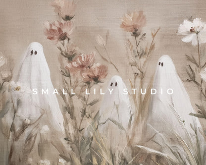 Halloween Ghosts in Wildflowers Frame TV Art