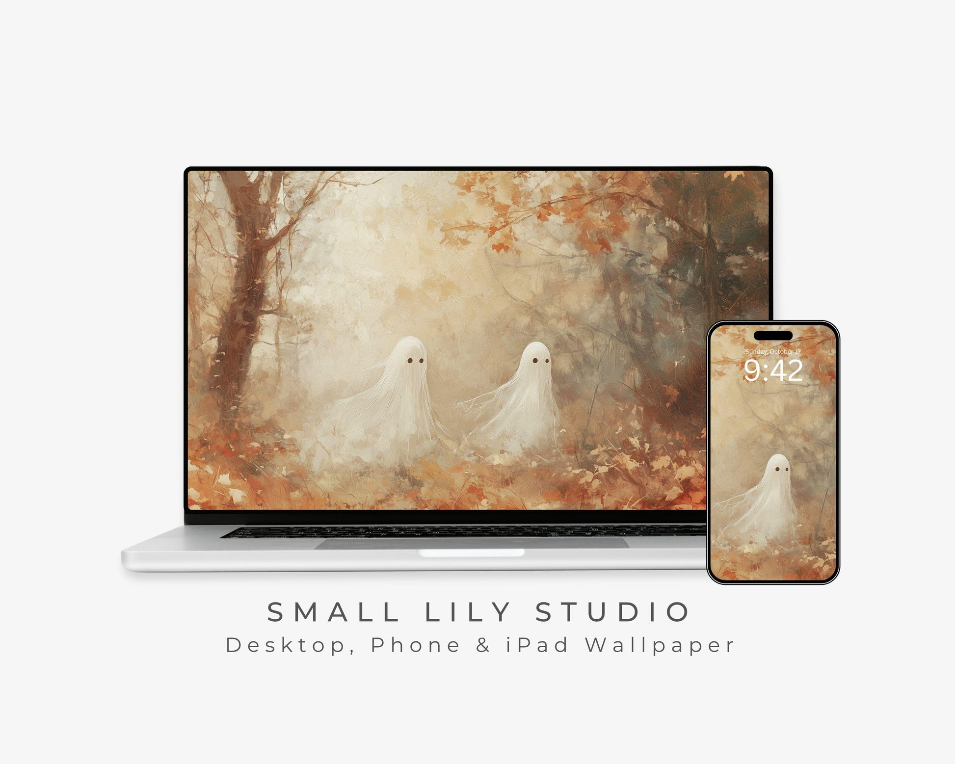 Ghosts in Fall Landscape Desktop Wallpaper Set Set