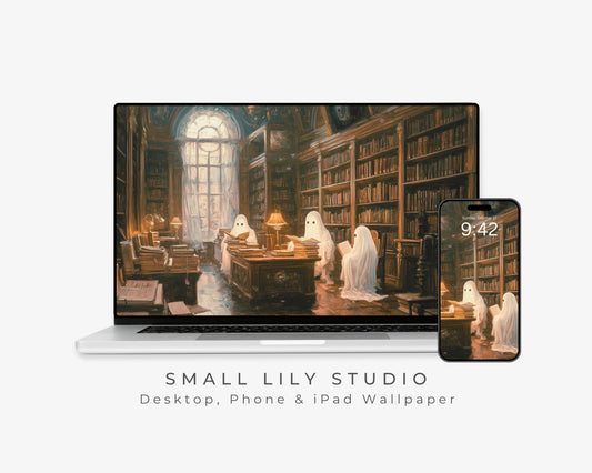 Ghost in Library Desktop Wallpaper Set