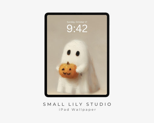Cute Ghost Halloween iPad Wallpaper