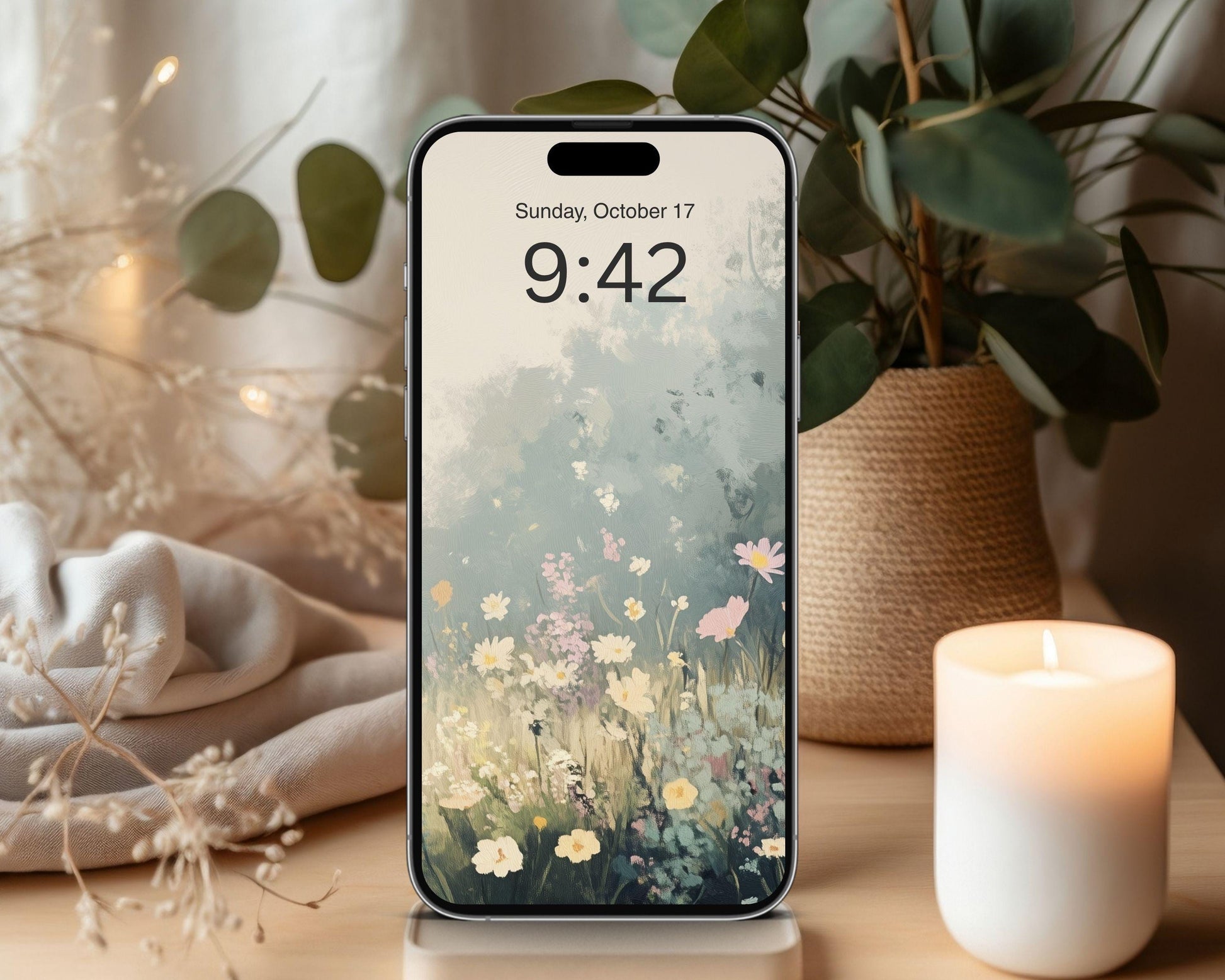 Yellow Wildflower Landscape Phone Wallpaper