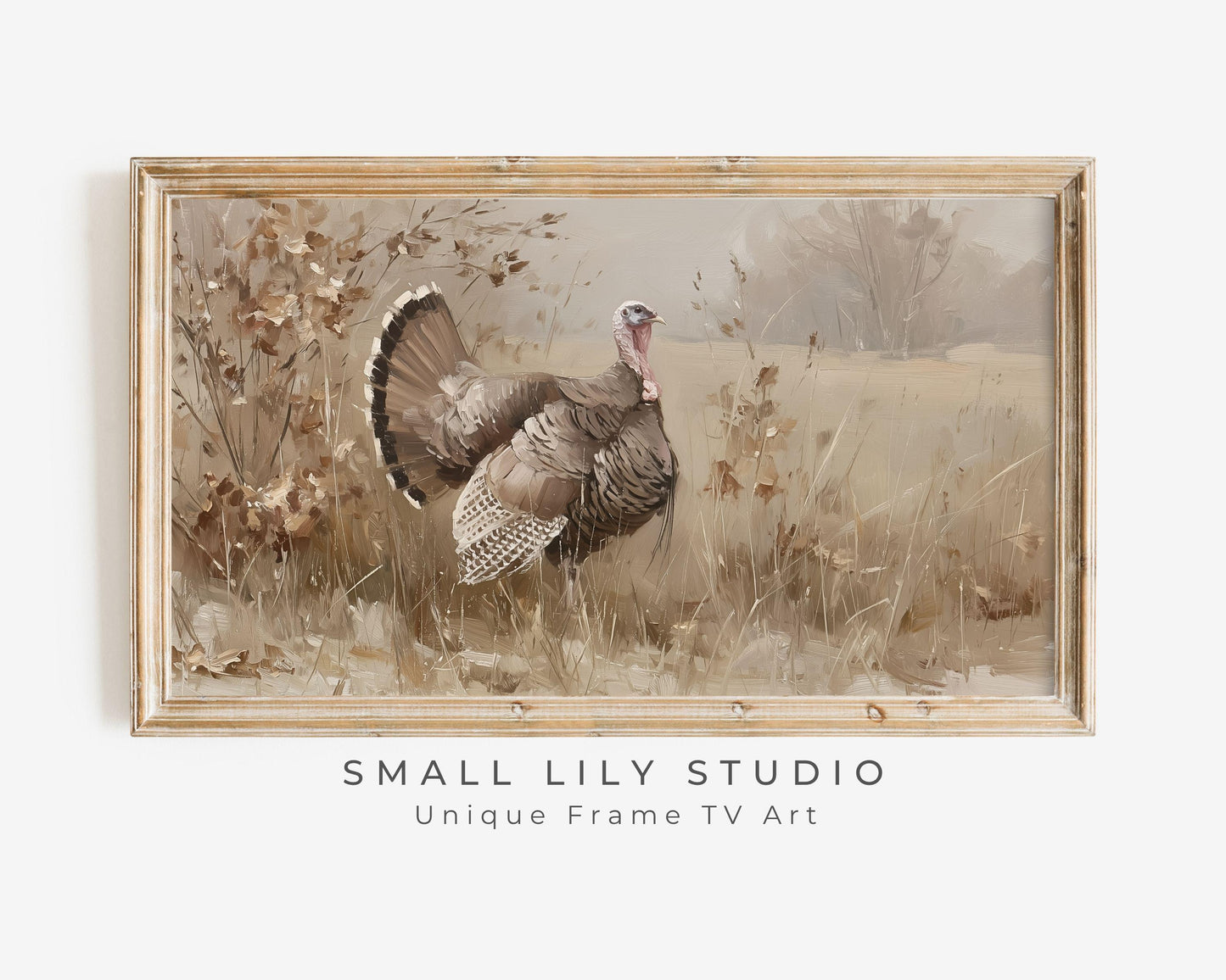 Turkey in Rustic Fall Landscape Frame TV Art