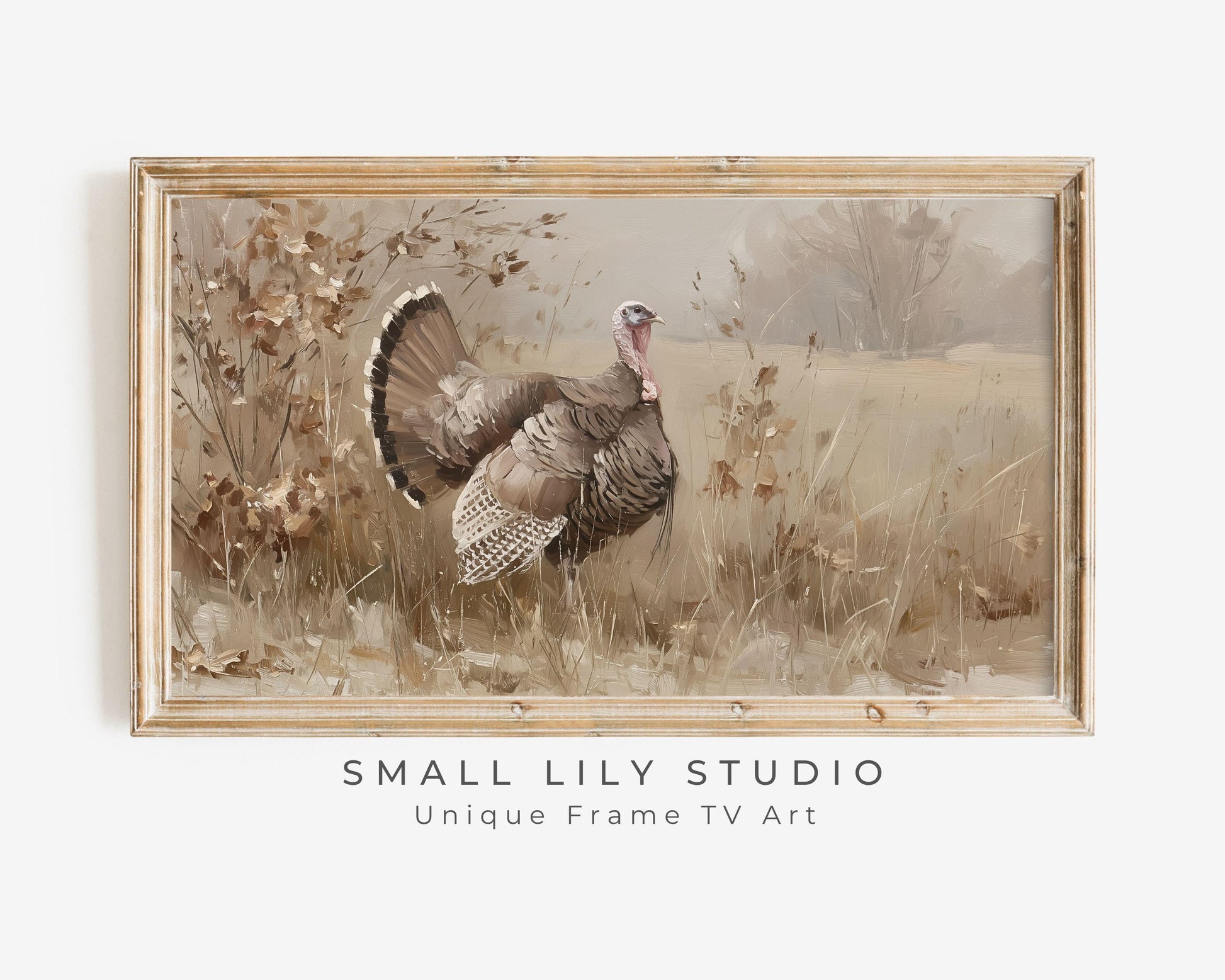 Turkey in Rustic Fall Landscape Frame TV Art