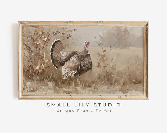 Turkey in Rustic Fall Landscape Frame TV Art