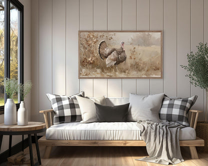 Turkey in Rustic Fall Landscape Frame TV Art