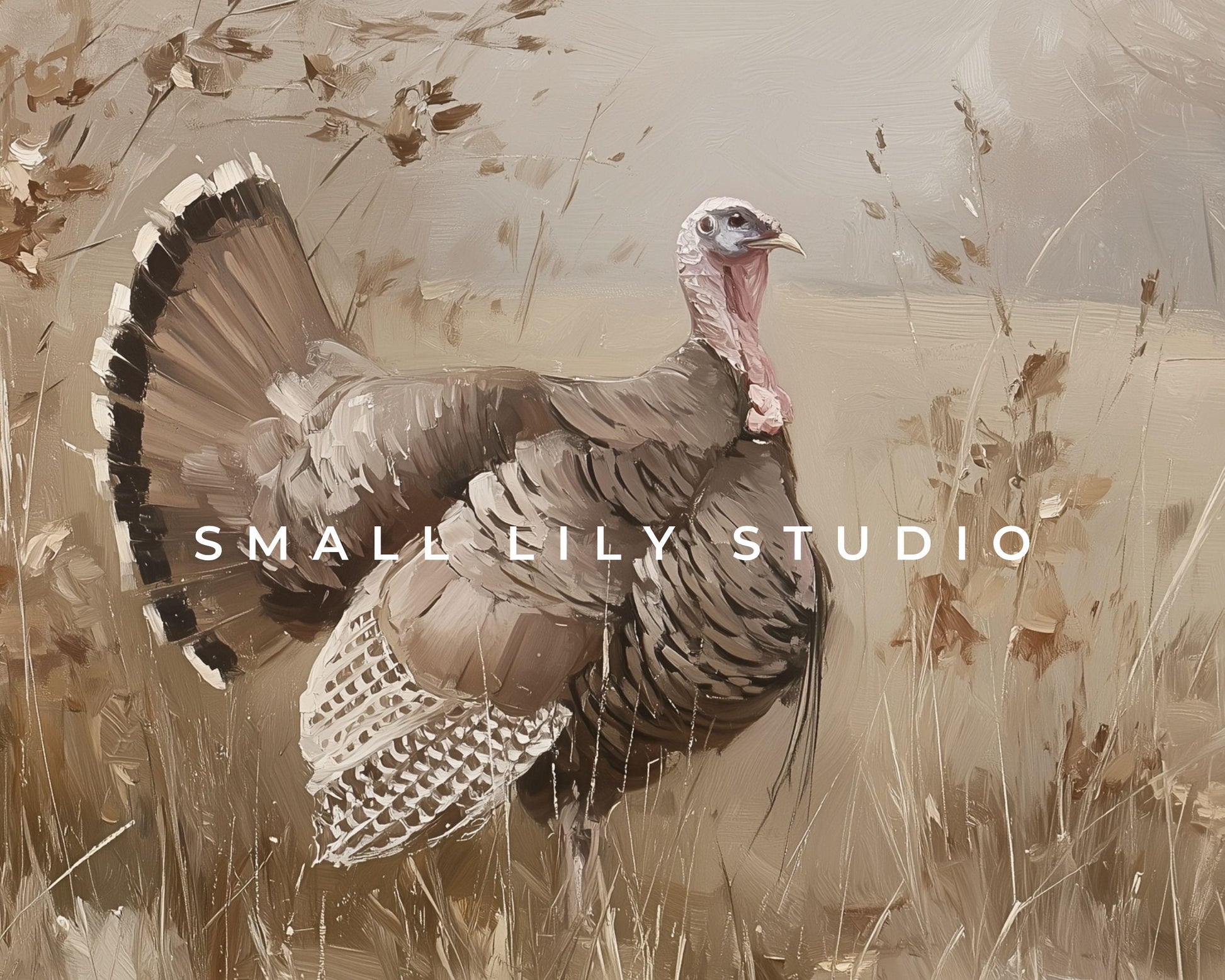 Turkey in Rustic Fall Landscape Frame TV Art