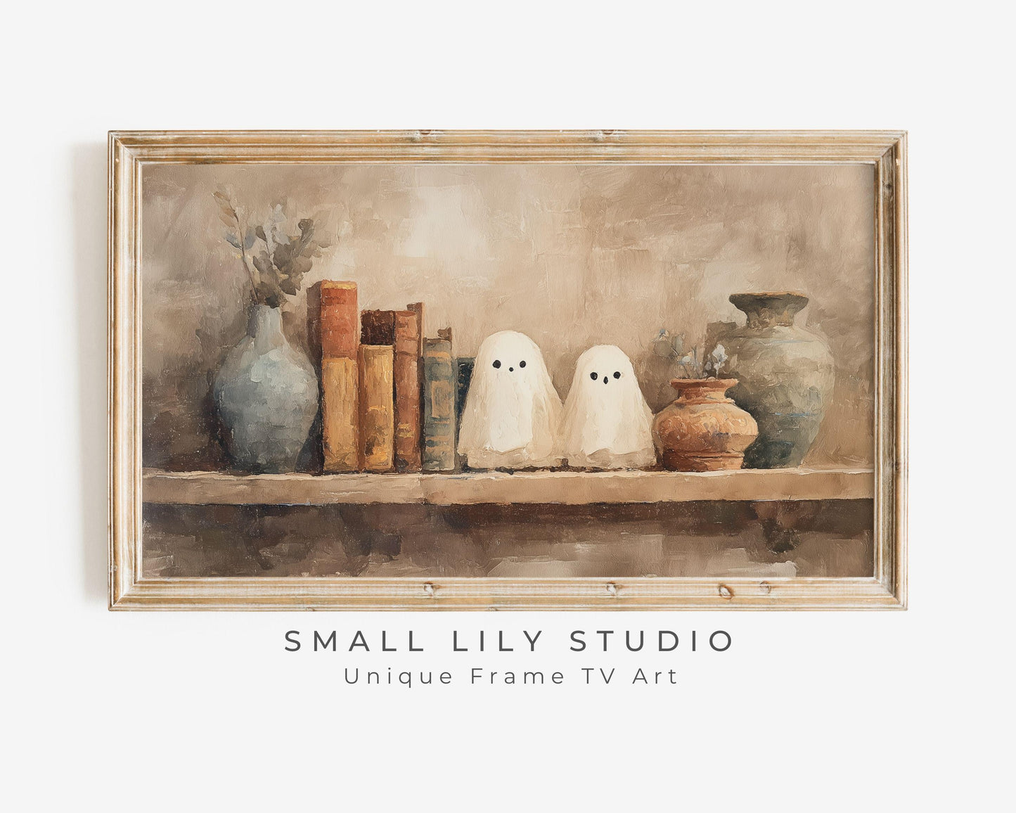 Halloween Ghosts on Bookshelf Frame TV Art