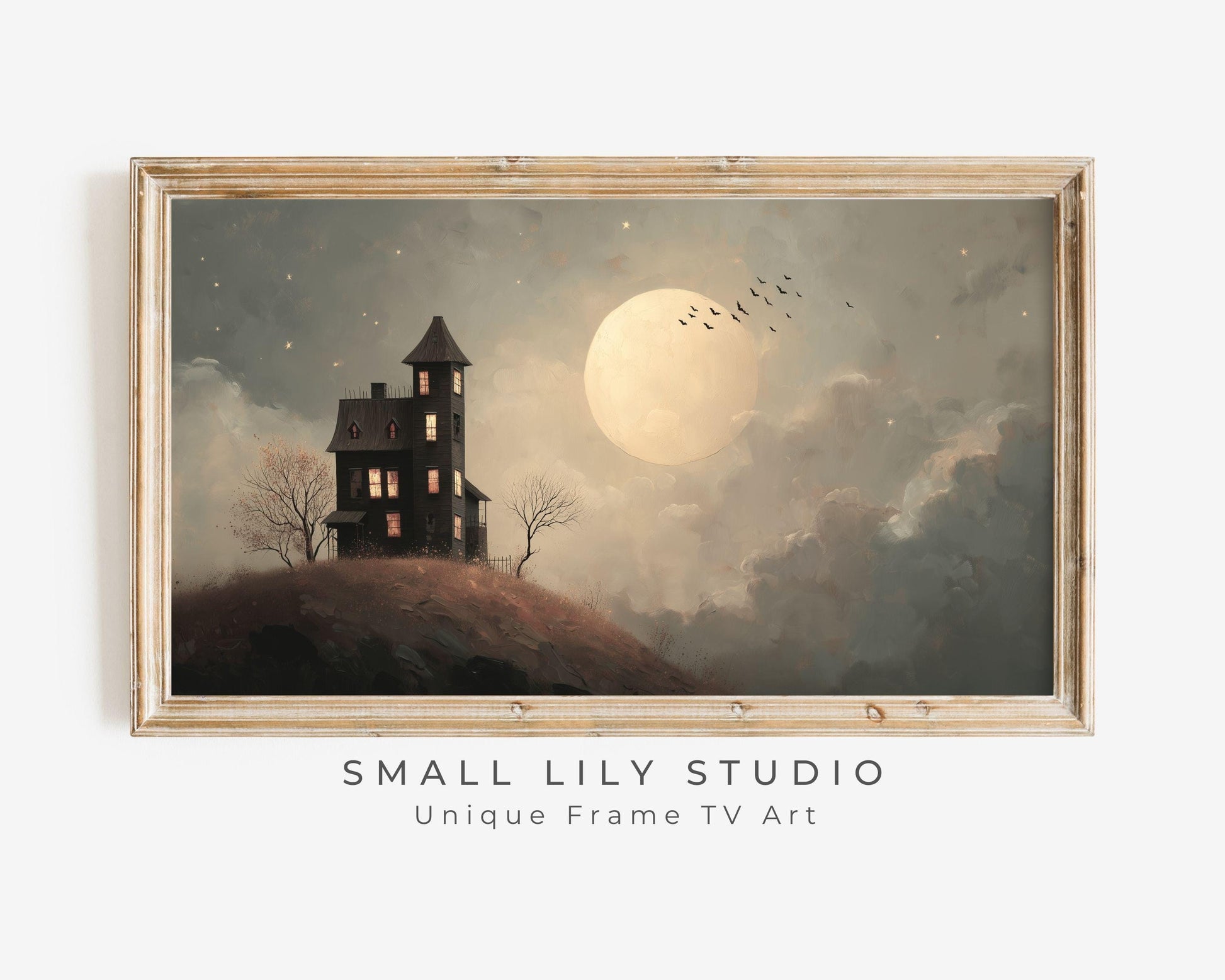 Haunted House and Moon Frame TV Art