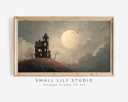 Haunted House and Moon Frame TV Art