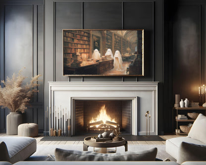 Ghosts Reading in Library Frame TV Art