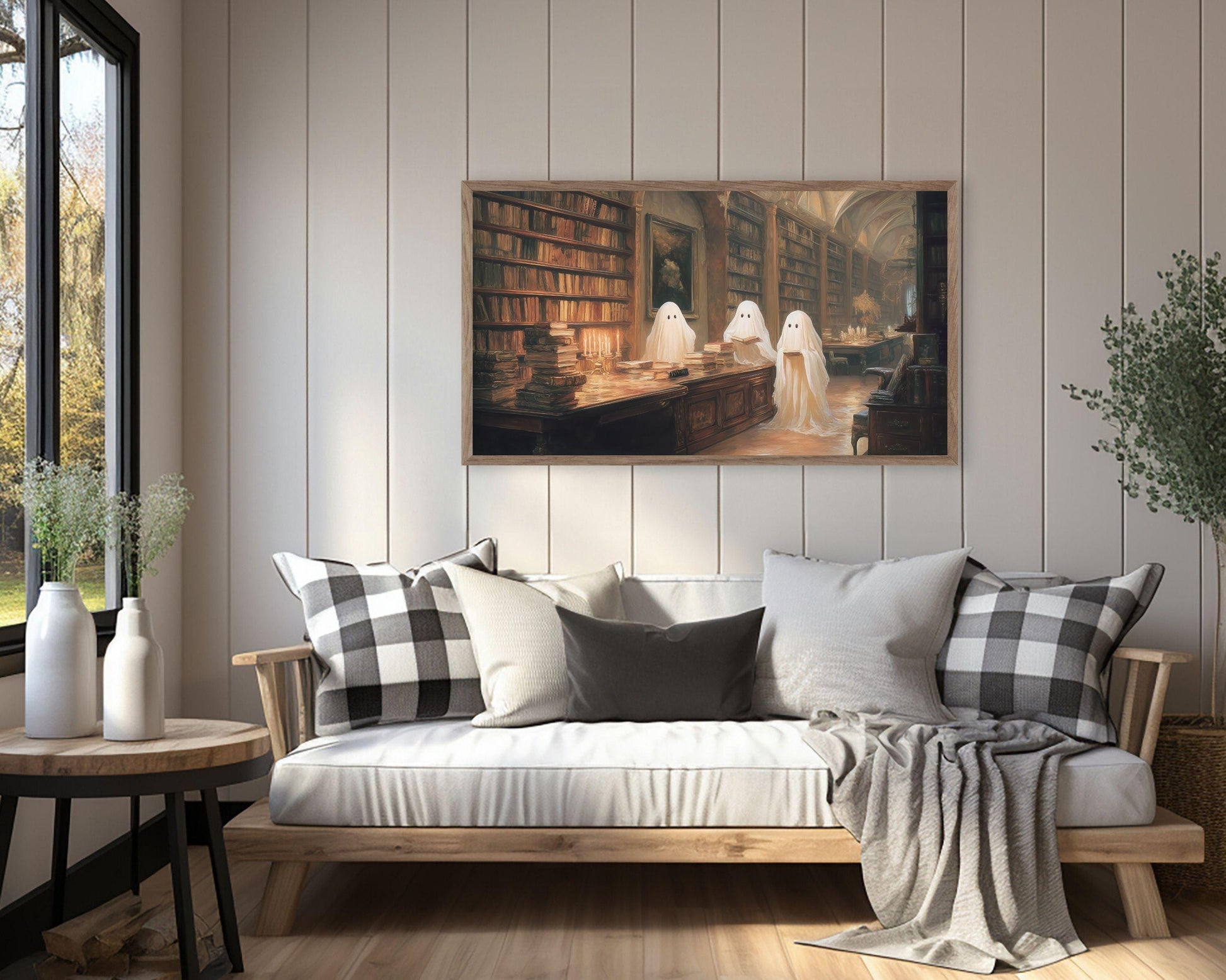 Ghosts Reading in Library Frame TV Art