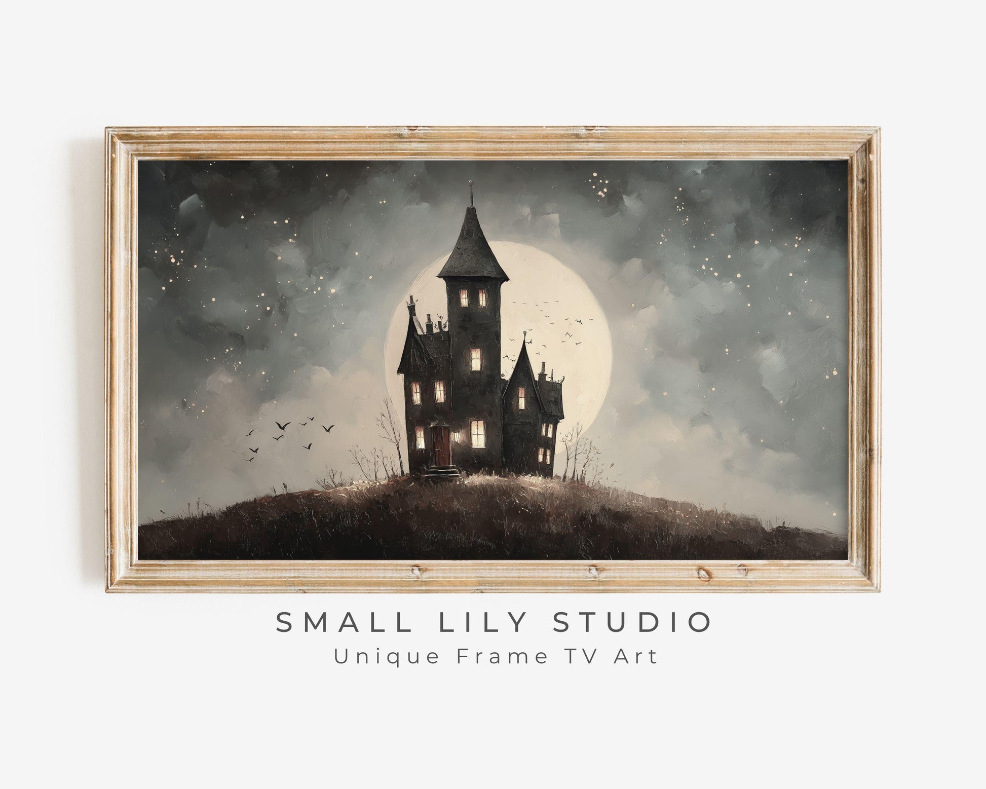 Haunted House and Full Moon Frame TV Art