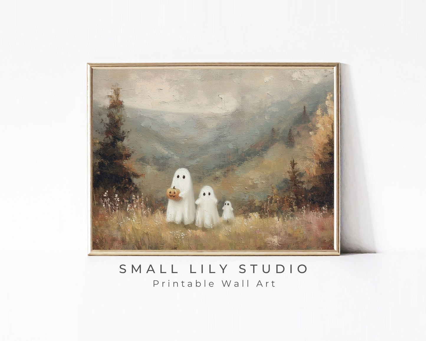Ghost Family in Country Landscape Printable Wall Art