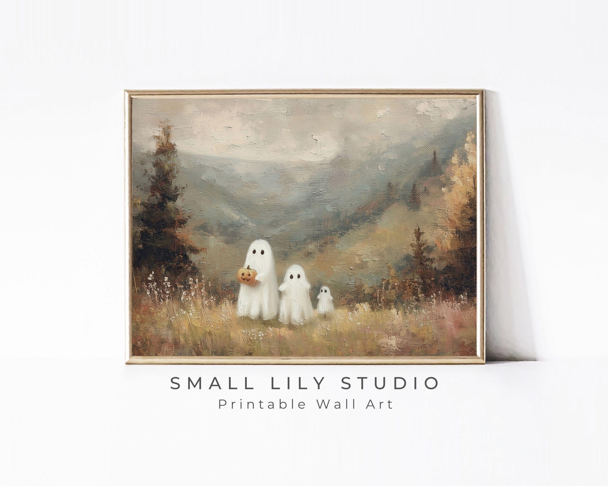 Ghost Family in Country Landscape Printable Wall Art