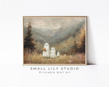 Ghost Family in Country Landscape Printable Wall Art