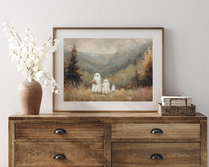 Ghost Family in Country Landscape Printable Wall Art