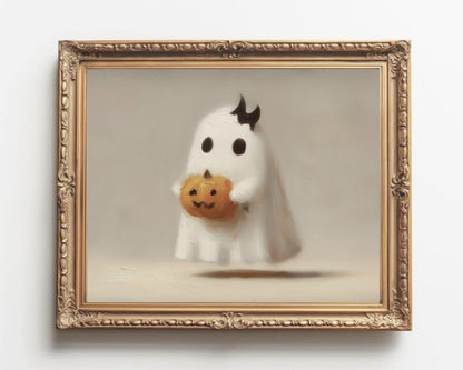 Ghost With Bat Bow Printable Wall Art