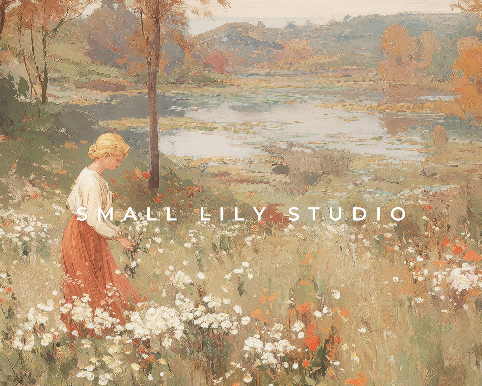 Woman in Fall Landscape Printable Wall Art