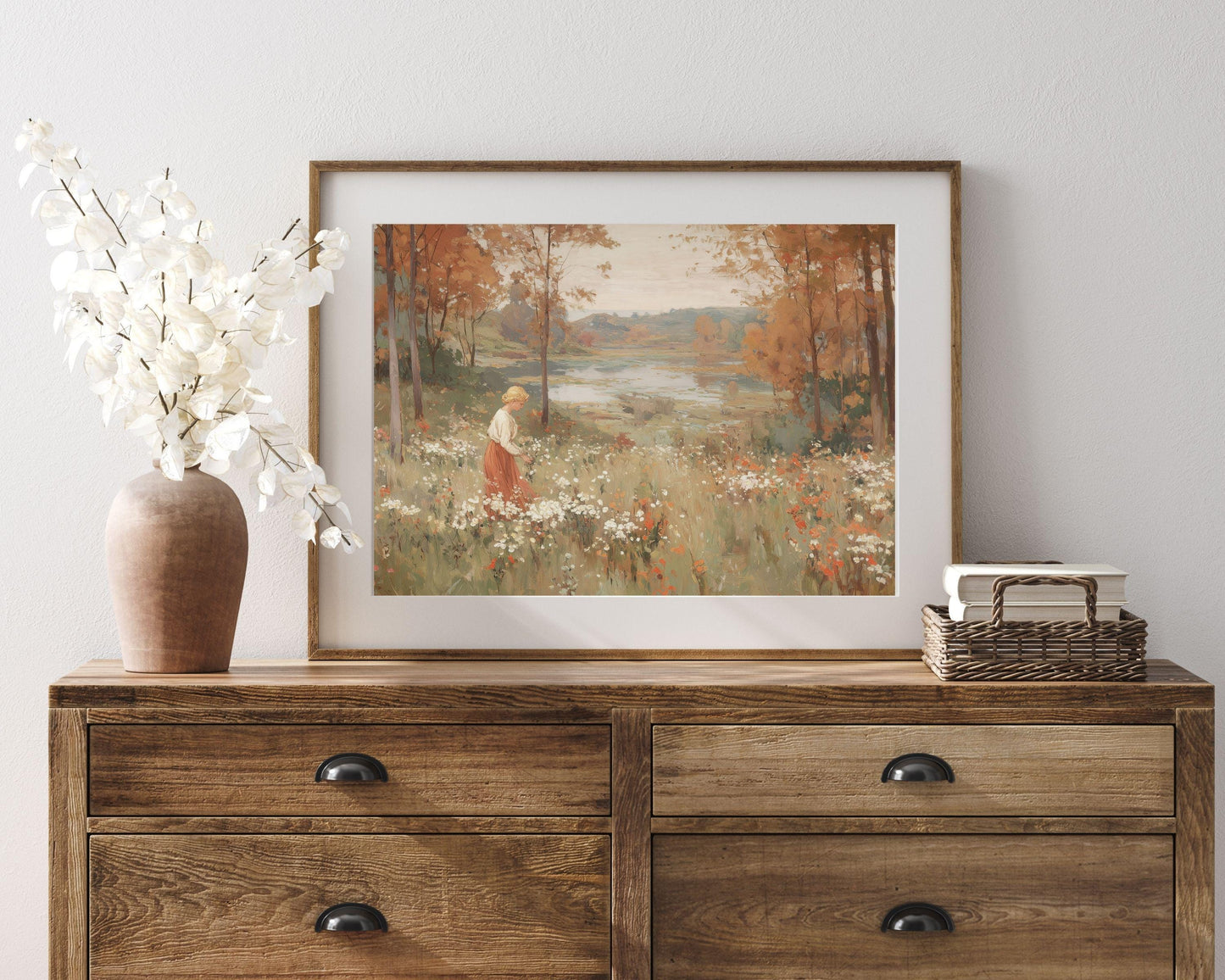 Woman in Fall Landscape Printable Wall Art