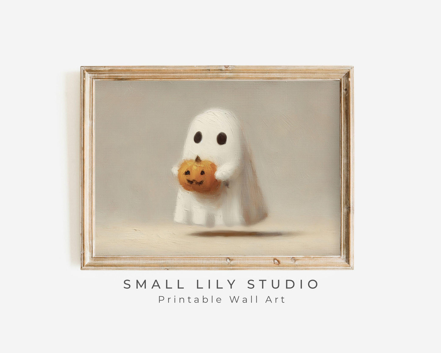 Ghost Holding Pumpkin Halloween Printable Wall Art