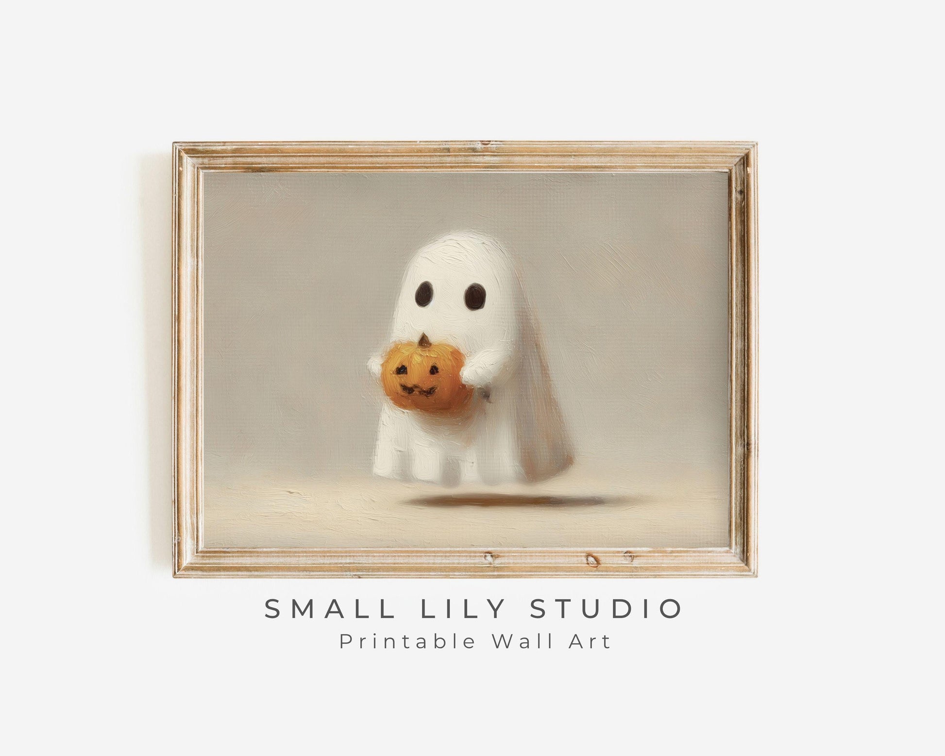 Ghost Holding Pumpkin Halloween Printable Wall Art