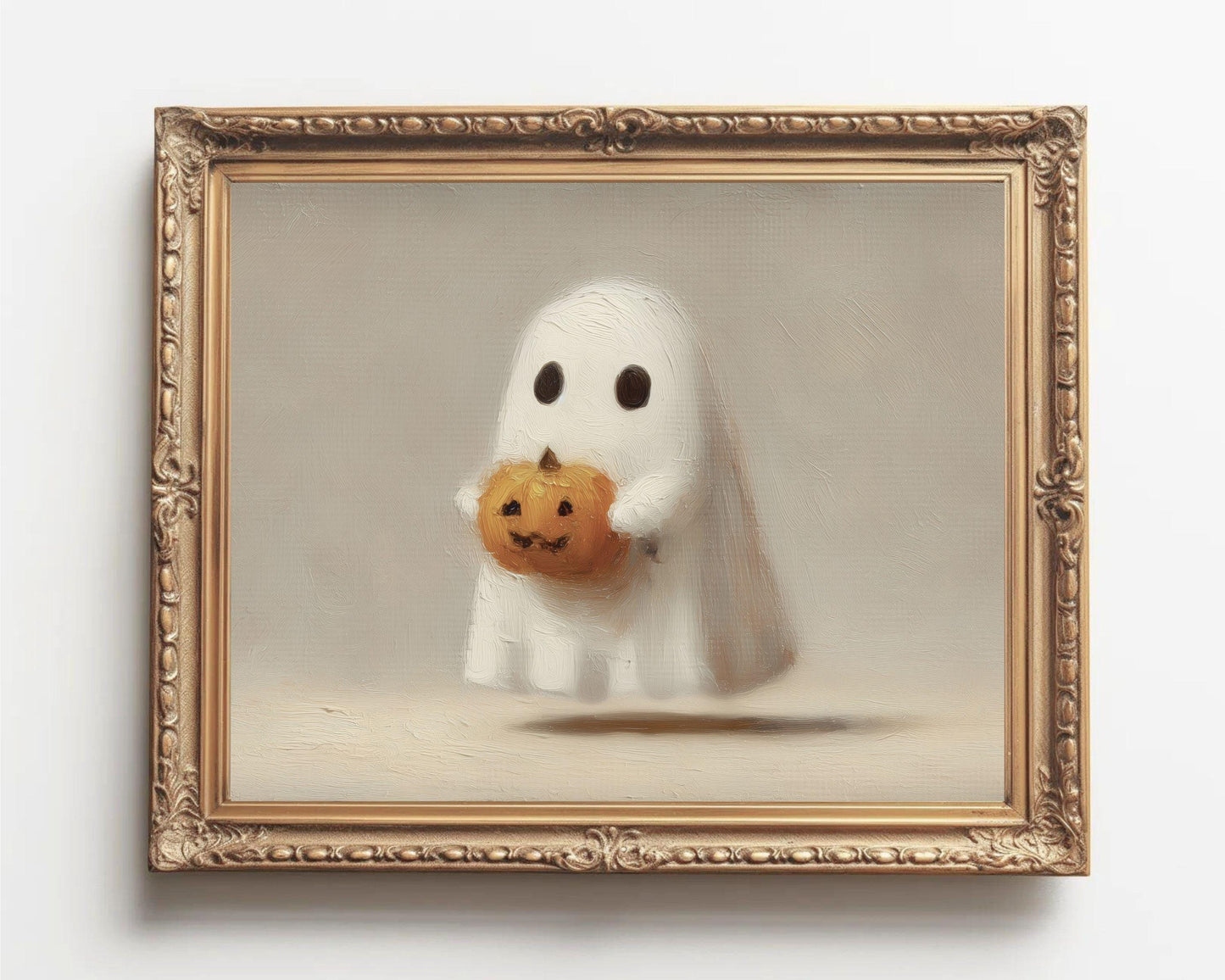 Ghost Holding Pumpkin Halloween Printable Wall Art